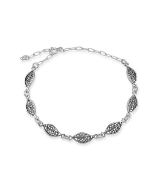 Silver Filigree Leaf Bracelet in 925 silver, 10K/14K/18K gold - Thanksgiving gift for her