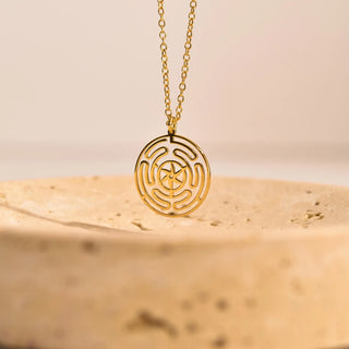 Gold Hecate Wheel Pendant Necklace - Halloween jewelry gift