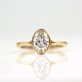 2.0 CT Oval Cut Bezel Solitaire Moissanite Engagement Ring