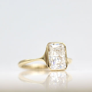 2.43CT Radiant Bezel Solitaire Moissanite Diamond Engagement Ring