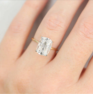 3.63CT Elongated Cushion Solitaire Moissanite Engagement Ring
