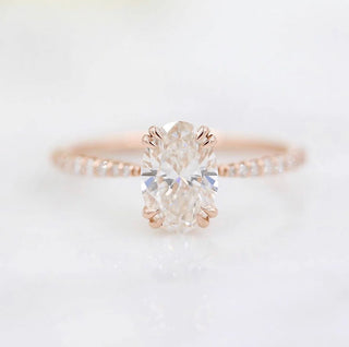 1.91 CT Oval Solitaire With Pave Setting Moissanite Engagement Ring