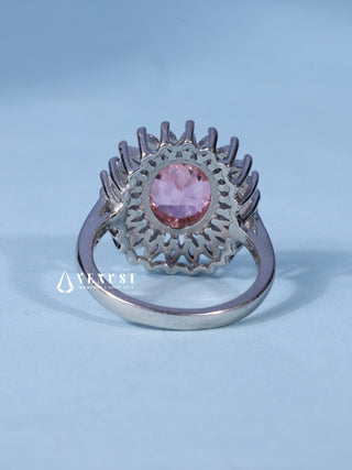 2.0CT Oval Cut American Diamond Halo Cathedral Engagement Ring