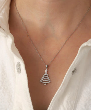 Winter Wonderland Christmas Tree Necklace - Christmas lab grown moissanite jewelry