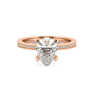 4.0 CT Pear Cut Moissanite Diamond Hidden Halo Engagement Ring For Women