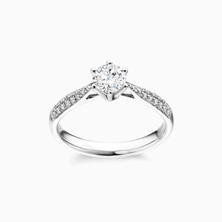 1.0 CT Round Cut Moissanite Diamond Cathedral Setting Engagement Ring