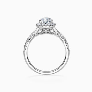 1.0 CT Pear Cut Moissanite Diamond Halo Engagement Ring