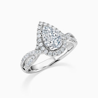 1.0 CT Pear Cut Moissanite Diamond Halo Engagement Ring