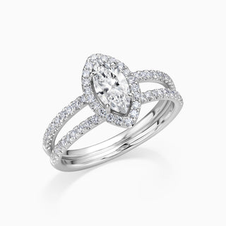 1.5 CT Marquise Cut Moissanite Diamond Halo  Setting Engagement Ring