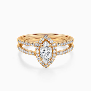 1.5 CT Marquise Cut Moissanite Diamond Halo  Setting Engagement Ring