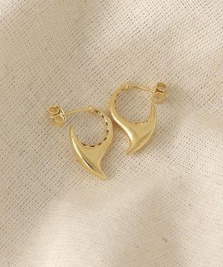 Gold Curved Horn Half Hoop Earrings in 10K/14K/18K gold, platinum - Christmas gift for her