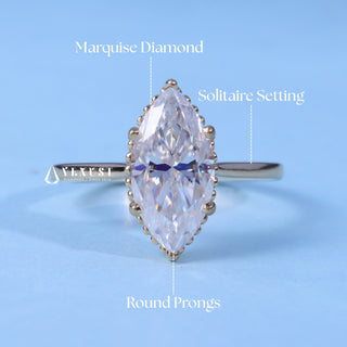 1.50CT Marquise Moissanite Diamond Cathedral Engagement Ring