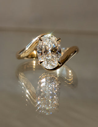 1.50CT-2.50CT Oval Moissanite Diamond Unique Tension Style Engagement Ring With Matching Band