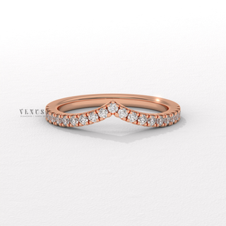 V curve diamond wedding band