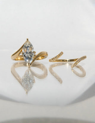 1.50CT Marquise Moissanite Diamond Bypass Unique Engagement Ring With Curved Band