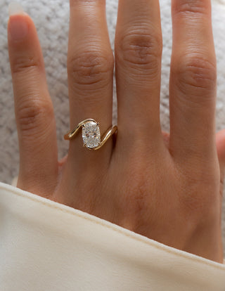 1.50CT Elongated Cushion Cut Moissanite Unique Bypass Engagement Ring With Matching Classic Band