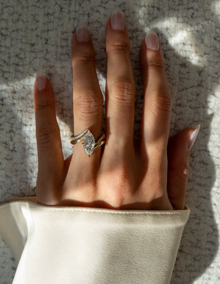 1.50CT Marquise Moissanite Diamond Bypass Unique Engagement Ring With Curved Band