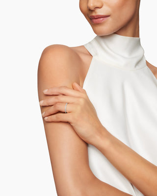 0.25 TCW Round Cut Twisted Half Pave Moissanite Diamond Wedding Band