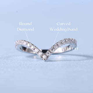 Round Moissanite Diamond Classic Curved Wedding Bands For Women