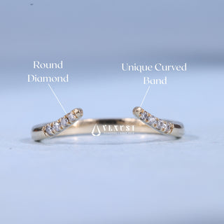 Round Cut Moissanite Diamond Curved Unique Wedding Bands For Women