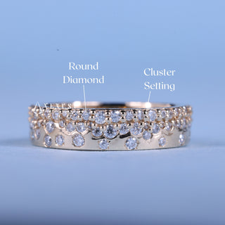 Round Cut Moissanite Diamond Cluster Wedding Band