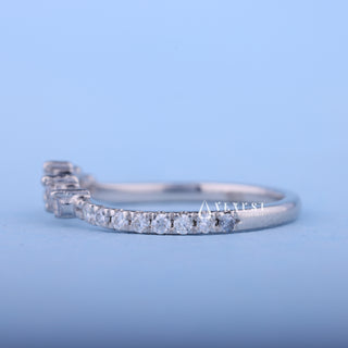 Round Moissanite Diamond Curved Wedding Band