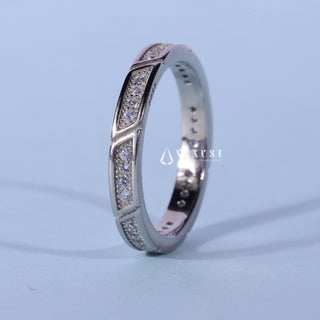 Round Moissanite Diamond Channel Pave Wedding Band