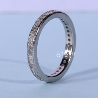 Round Moissanite Diamond Channel Pave Full Eternity Wedding Band