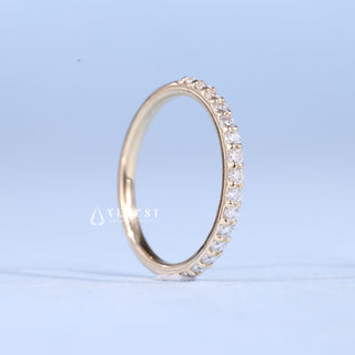 Round Moissanite Diamond Half Eternity Pave Wedding Bands