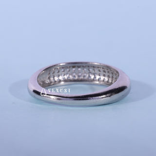 Round Moissanite Diamond Four Row Pave Wedding Bands