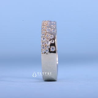 Round Cut Moissanite Diamond Cluster Wedding Band