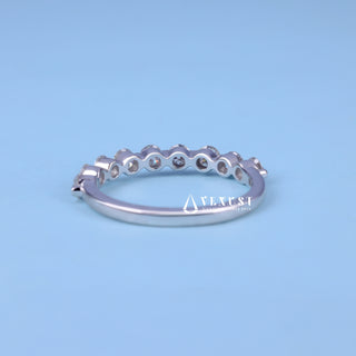 Round Moissanite Diamond Half Eternity Bar Pave Wedding Band