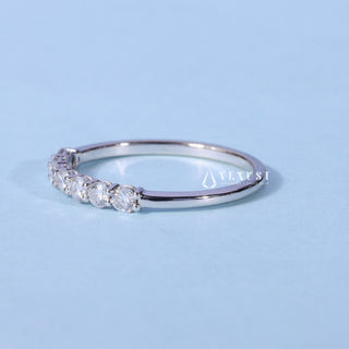 Round Moissanite Diamond Half Eternity Bar Pave Wedding Band