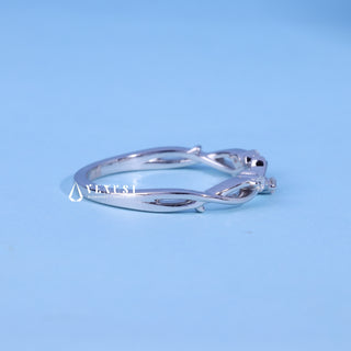 Round Moissanite Diamond Twig Style Wedding Bands For Women