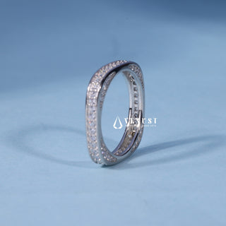 Round Moissanite Diamond Channel Pave Wedding Bands His And Hers