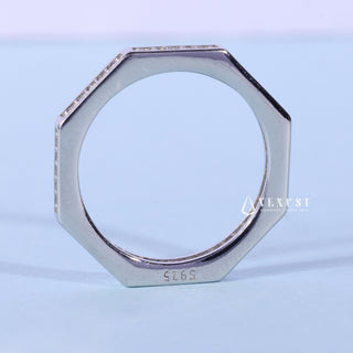 Round Moissanite Diamond Half Eternity Channel Pave Wedding Band