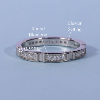 Round Moissanite Diamond Channel Pave Wedding Band