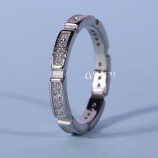 Round Moissanite Diamond Channel Pave Wedding Band