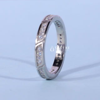 Round Moissanite Diamond Channel Pave Wedding Band