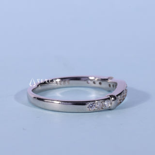 Round Moissanite Diamond Curved Wedding Band