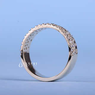 Round Cut Moissanite Diamond Cluster Wedding Band