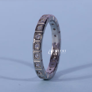 Bezel Set Round Moissanite Diamond Wedding Band