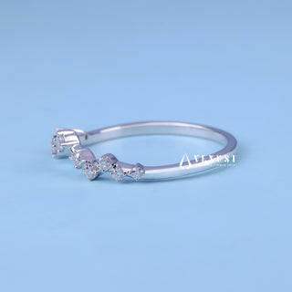 Round Moissanite Diamond Cluster Curved Wedding Bands For Women