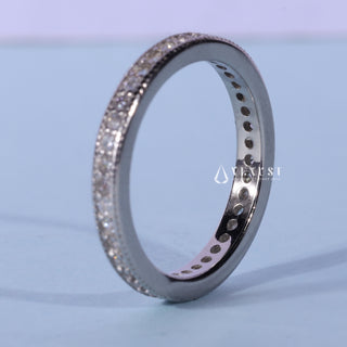 Round Moissanite Diamond Channel Pave Full Eternity Wedding Band