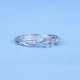 Round Moissanite Diamond Twig Style Wedding Bands For Women