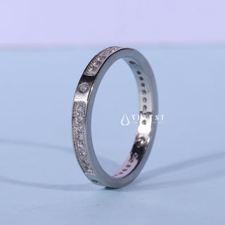 Round Moissanite Diamond Channel Pave Wedding Band