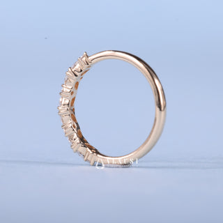 Round And Marquise Moissanite Diamond Half Eternity Cluster Wedding Band