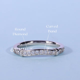 Round Moissanite Diamond Curved Wedding Band