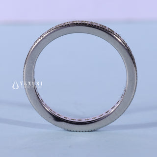 Round Moissanite Diamond Channel Pave Full Eternity Wedding Band