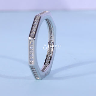 Round Moissanite Diamond Half Eternity Channel Pave Wedding Band